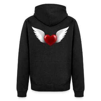 Coeur avec des ailes d'ange - Veste à capuche bio Premium Unisexe - noir - Dos - Nico (187cm)