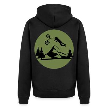 BMX Bike Freestyle Sturz Grafik lustig - Unisex Premium Bio Zip Hoodie - Schwarz - Hinten - Nico (187cm)
