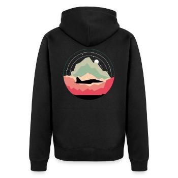 Jet Unique Jet Design - Unisex Premium Bio Zip Hoodie - Schwarz - Hinten - Nico (187cm)