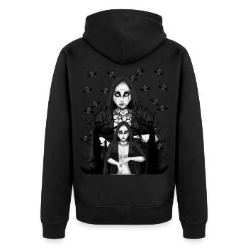 Nonne Dämon Fledermäuse Satanisch Horror Halloween - Unisex Premium Bio Zip Hoodie - Schwarz - Hinten - Nico (187cm)