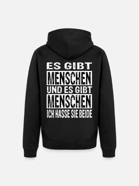 Ich Hasse Menschen - Unisex Premium Bio Zip Hoodie - Schwarz