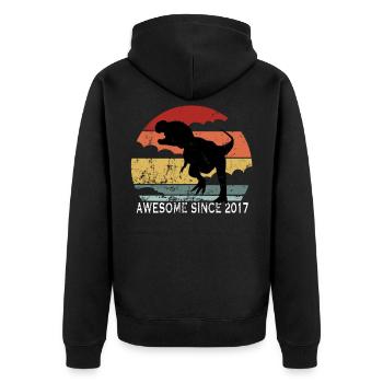 3. Geburtstag Kids Geburtsjahr 2017 Dinosaurier - Unisex Premium Bio Zip Hoodie - Schwarz - Hinten - Nico (187cm)