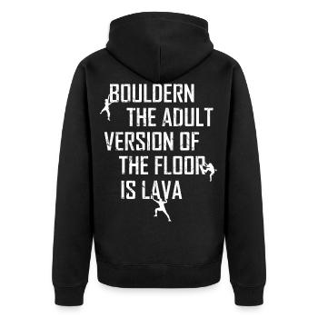 Klettern Sportkletterer Felsklettern Geschenk - Unisex Premium Bio Zip Hoodie - Schwarz - Hinten - Nico (187cm)