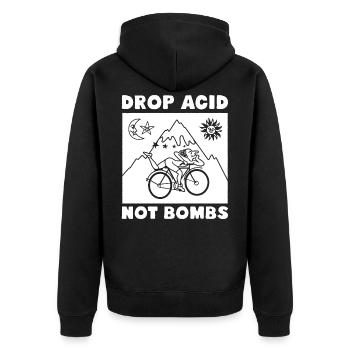 LSD Drop Acid Not Bombs - Unisex Premium Organic Zip Hoodie - black - Back - Nico (187cm)