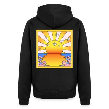 California Orange Sunshine LSD Blotter - Unisex Premium Organic Zip Hoodie - black - Back - Nico (187cm)