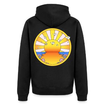 LSD California Orange Sunshine - Unisex Premium Organic Zip Hoodie - black - Back - Nico (187cm)