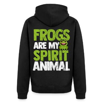 Frosch - Unisex Premium Bio Zip Hoodie - Schwarz - Hinten - Nico (187cm)