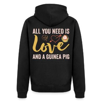 Meerschwein Meerschweinchen Spruch - Unisex Premium Bio Zip Hoodie - Schwarz - Hinten - Nico (187cm)
