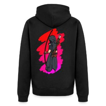 Anime Manga Bogenschütze Geschenk für Bogen Fans - Unisex Premium Bio Zip Hoodie - Schwarz - Hinten - Nico (187cm)
