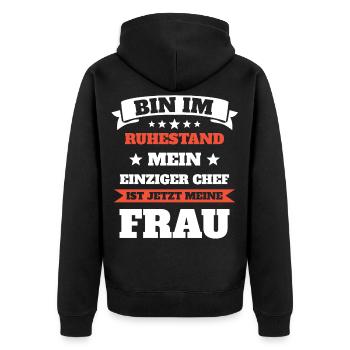 My boss is my wife's pension - Unisex Premium Organic Zip Hoodie - black - Back - Nico (187cm)
