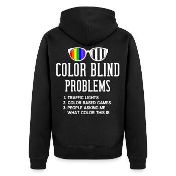 Color blindness glasses color blindness - Unisex Premium Organic Zip Hoodie - black - Back - Nico (187cm)