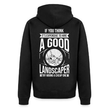 Rasenpflege Landschaftsgärtner Landschaftsbau - Unisex Premium Bio Zip Hoodie - Schwarz - Hinten - Nico (187cm)