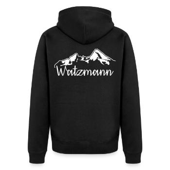 Watzmann Gipfel Bergsteiger Wanderer - Unisex Premium Bio Zip Hoodie - Schwarz - Hinten - Nico (187cm)