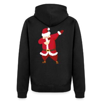 Santa Dabbing | Weihnachten | Christmas - Unisex Premium Bio Zip Hoodie - Schwarz - Hinten - Nico (187cm)