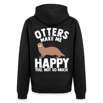 Otter river otter marten animal welfare ferret luck - Unisex Premium Organic Zip Hoodie - black - Back - Nico (187cm)