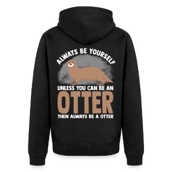 Otter river otter marten animal welfare ferret luck - Unisex Premium Organic Zip Hoodie - black - Back - Nico (187cm)