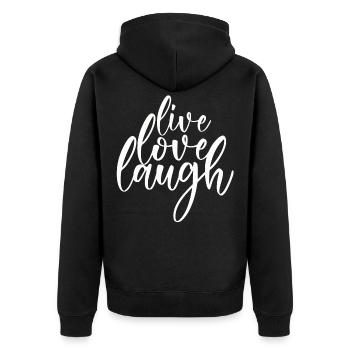 Live Love Laugh - Live Love Laugh - Unisex Premium Organic Zip Hoodie - black - Back - Nico (187cm)