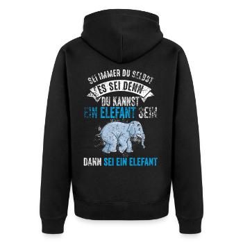 Elefanten Mama Mutter Muttertag Dickhäuter Geschen - Unisex Premium Bio Zip Hoodie - Schwarz - Hinten - Nico (187cm)