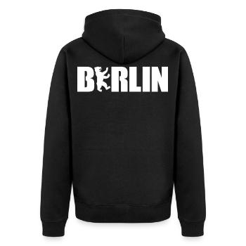 Bear of Berlin - Unisex Premium Organic Zip Hoodie - black - Back - Nico (187cm)