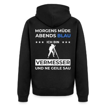 Vermesser Vermessungstechniker Geschenk Geodät - Unisex Premium Bio Zip Hoodie - Schwarz - Hinten - Nico (187cm)