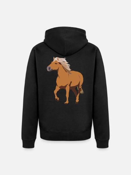 Poney à cheval Haflinger - Veste à capuche bio Premium Unisexe - noir