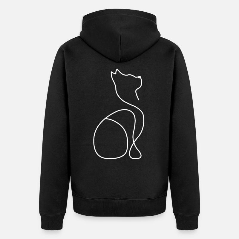 Chat Line Art - Veste à capuche bio Premium Unisexe - noir