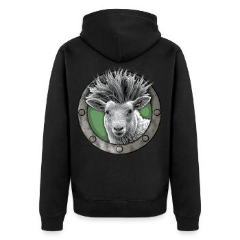 Punkschaf - Unisex Premium Bio Zip Hoodie - Schwarz - Hinten - Nico (187cm)