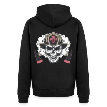 Firefighter Halloween Costume Thin Red Line Skull - Unisex Premium Bio Zip Hoodie - Schwarz - Hinten - Nico (187cm)