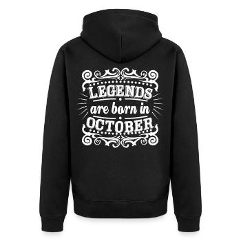 Âge d'anniversaire des légendes nées en octobre - Veste à capuche bio Premium Unisexe - noir - Dos - Nico (187cm)