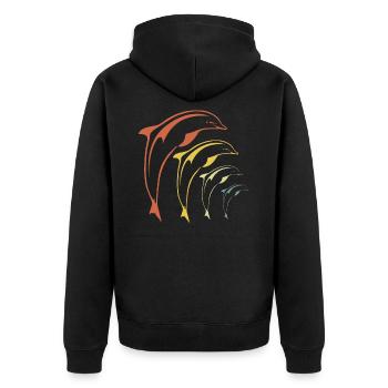 Delphine - Unisex Premium Bio Zip Hoodie - Schwarz - Hinten - Nico (187cm)