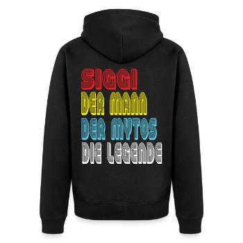 Siggi Siegfred Vorname Geburtsname Spitzname - Unisex Premium Bio Zip Hoodie - Schwarz - Hinten - Nico (187cm)