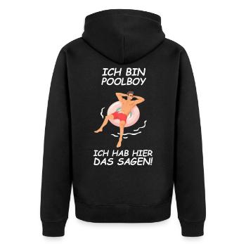 Poolboy Bademeister Rettungsschwimmer Lifeguard - Unisex Premium Bio Zip Hoodie - Schwarz - Hinten - Nico (187cm)