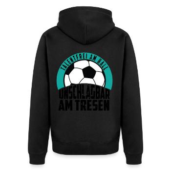 Fußball Männer Mannschaft Bier Saufen Verein - Unisex Premium Bio Zip Hoodie - Schwarz - Hinten - Nico (187cm)
