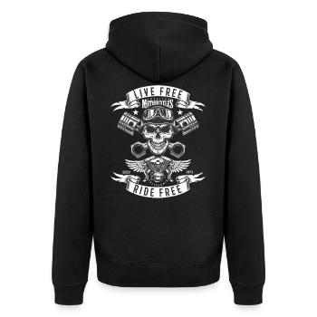 Biker Live Free Ride Free - Unisex Premium Organic Zip Hoodie - black - Back - Nico (187cm)