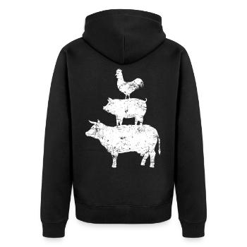 vache poulet poulet tour fermage ferme cadeau - Veste à capuche bio Premium Unisexe - noir - Dos - Nico (187cm)