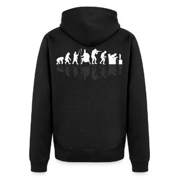 Gamer Evolution Zocker Entwicklung Gaming - Unisex Premium Bio Zip Hoodie - Schwarz - Hinten - Nico (187cm)