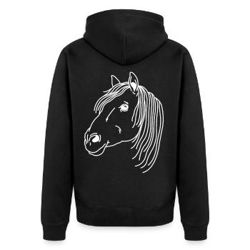 Pferd Mädchen Pferd Damen Reiterin für kinder - Unisex Premium Bio Zip Hoodie - Schwarz - Hinten - Nico (187cm)