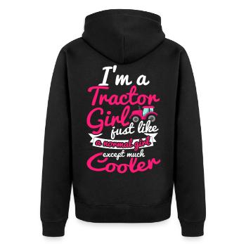 Tractor girl - Unisex Premium Organic Zip Hoodie - black - Back - Nico (187cm)