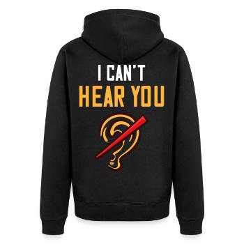 Deaf deaf deafness hearing loss hearing loss - Unisex Premium Organic Zip Hoodie - black - Back - Nico (187cm)