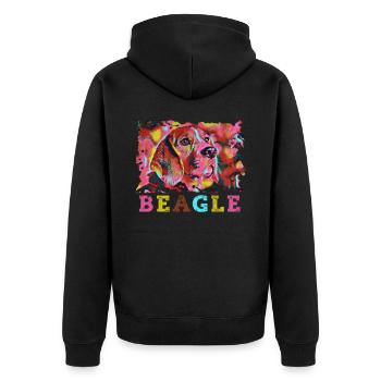 Beagle Mania - Unisex Premium Organic Zip Hoodie - black - Back - Nico (187cm)