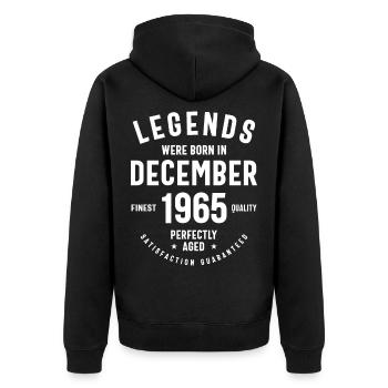 Legends Were Born In December 1965 Birthday Gift - Unisex Premium Organic Zip Hoodie - black - Back - Nico (187cm)