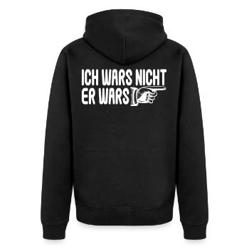 Er wars Spruch Geschenk - Unisex Premium Bio Zip Hoodie - Schwarz - Hinten - Nico (187cm)
