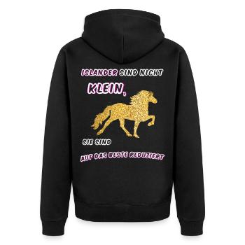Isländer Pferde Island - Unisex Premium Bio Zip Hoodie - Schwarz - Hinten - Nico (187cm)