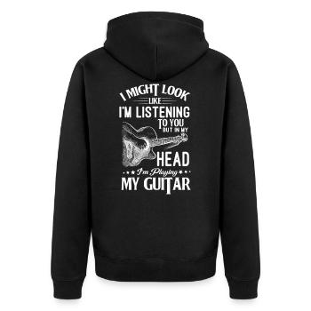 Guitar electric guitar funny musician sayings - Unisex Premium Organic Zip Hoodie - black - Back - Nico (187cm)