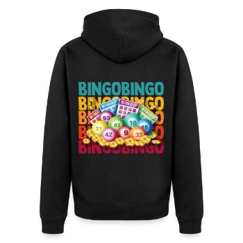 Bingo Glückszahl Lotto Geschenk Opa Oma - Unisex Premium Bio Zip Hoodie - Schwarz - Hinten - Nico (187cm)