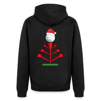Golf Santa Hat Golf Christmas Tree - Unisex Premium Organic Zip Hoodie - black - Back - Nico (187cm)