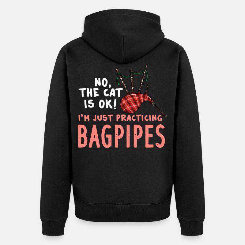 Dudelsack Sackpfeife Bockpfeife Sackpfeifer - Unisex Premium Bio Zip Hoodie - Schwarz