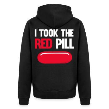 The Red Pill Conspiracy Theory Documentaries Belie - Unisex Premium Organic Zip Hoodie - black - Back - Nico (187cm)