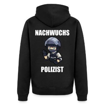 Polizei Ausbildung - Nachwuchs Polizist - Unisex Premium Bio Zip Hoodie - Schwarz - Hinten - Nico (187cm)