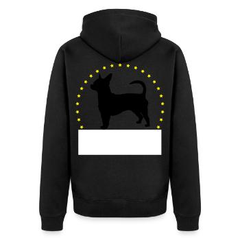Chihuahua Hund individuell Anpassbar Geschenk - Unisex Premium Bio Zip Hoodie - Schwarz - Hinten - Nico (187cm)